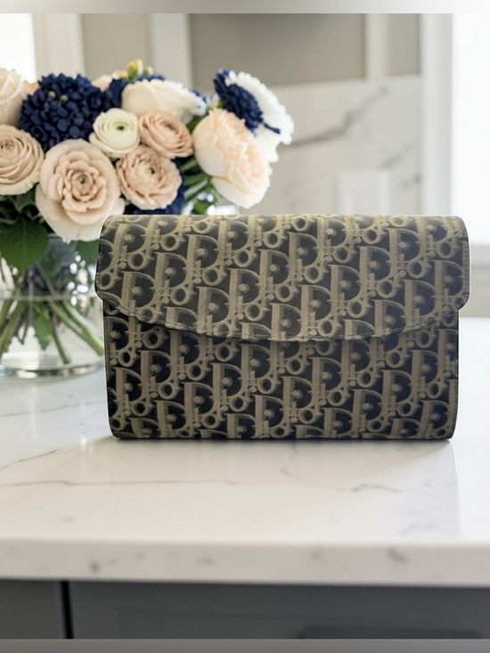 Dior Handbags - DIOR Vintage Oblique Trotter Monogram Canvas Clutch Bag
